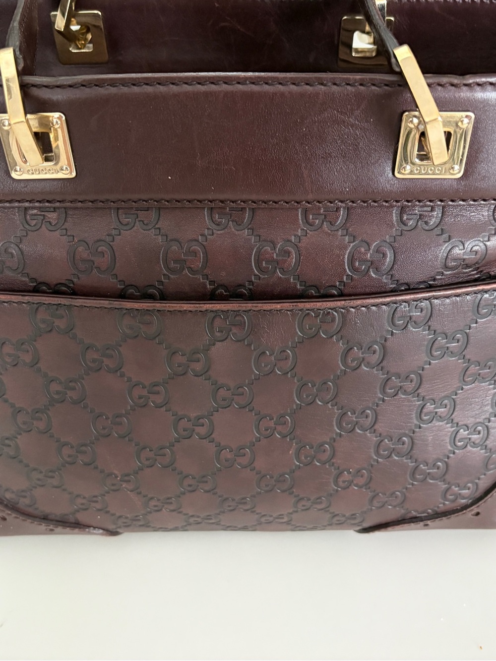 Title: Gucci Guccissima Punch Large Tote 145993 Brown Leather Horsebit bag - Picture 6 of 13